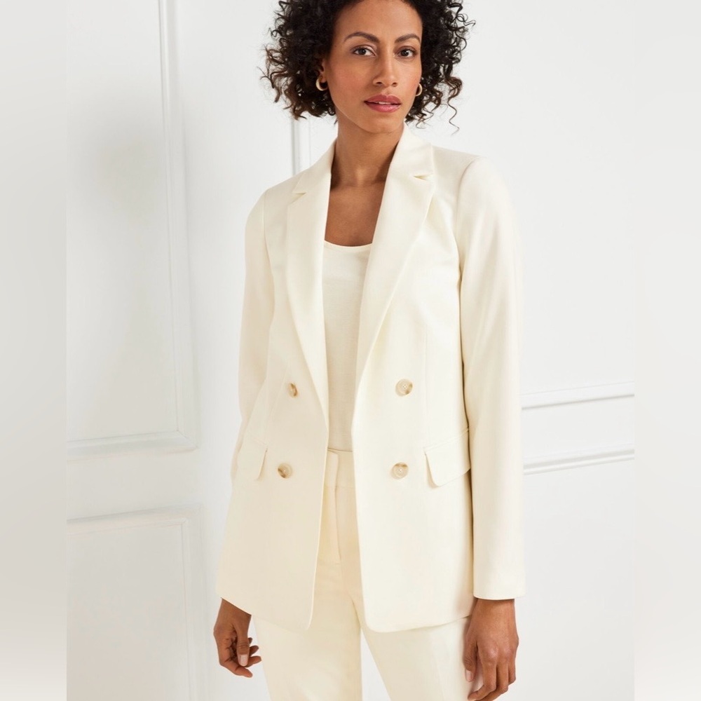 NWOT / Talbots Luxe Double Breasted Blazer - Size 12 - Butter Yellow
